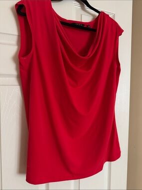 IMAN Vibrant Red Draped Cowl Neck Sleeveless Top